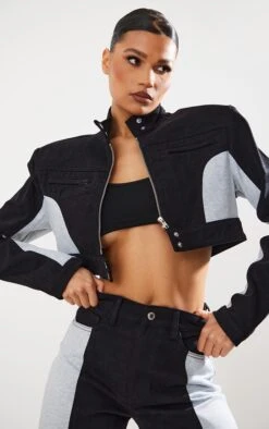 Black Contrast Panel Detail Cropped Denim Jacket 7 Black Contrast Panel Detail Cropped Denim Jacket -Modern Wear Boutique 00d28aae66209bb7e41b7305a43e48a649417eda cnc1975 3