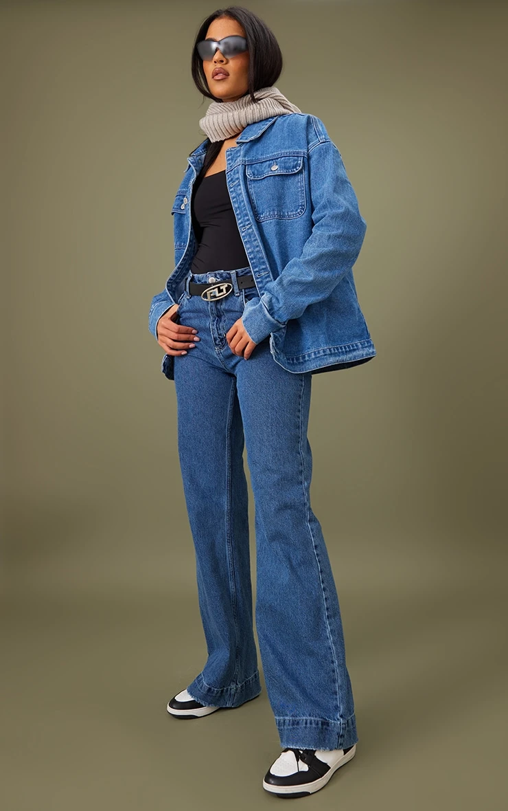 Tall Mid Blue Wash Denim Jacket 4 Tall Mid Blue Wash Denim Jacket - Image 4