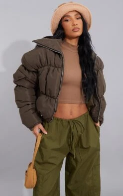 Khaki Oversized Bubble Puffer