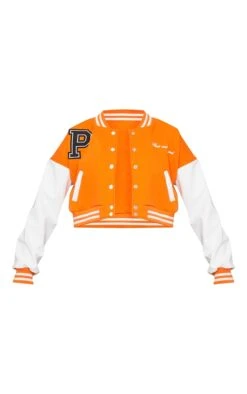PRETTYLITTLETHING Orange Varsity Slogan Contrast Sleeve Bomber Jacket -Modern Wear Boutique 062b6bab0d322ff98d13bb32c351e53a4d79cc13 cmz3992 5