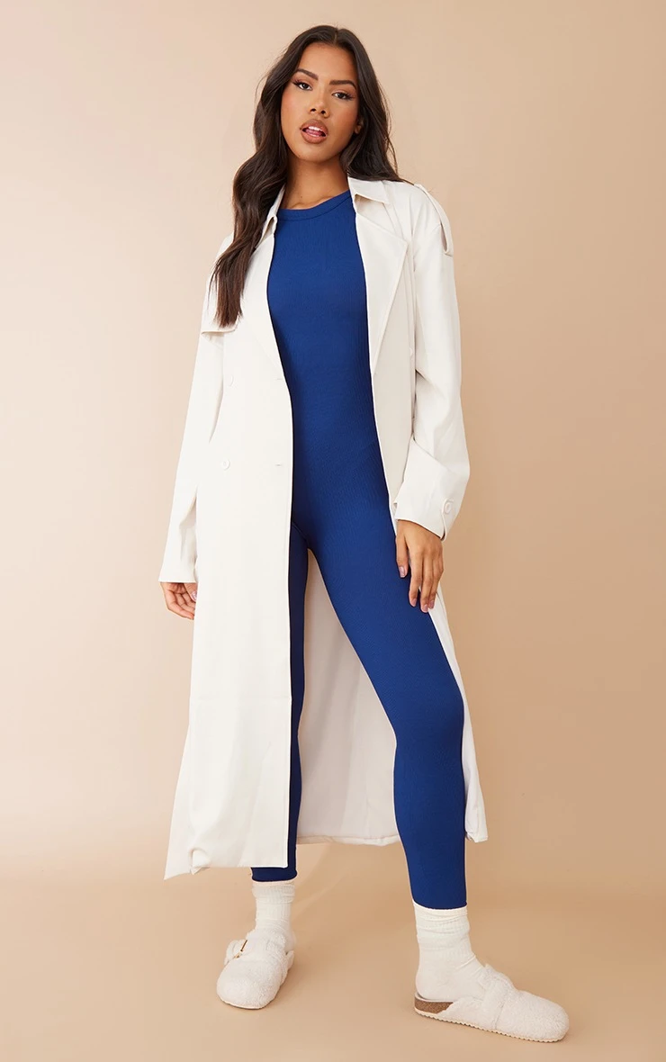 Off White Woven Double Breasted Drapey Trench 1 Off White Woven Double Breasted Drapey Trench