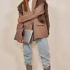 Taupe Boxy Oversized Drop Shoulder Dad Blazer