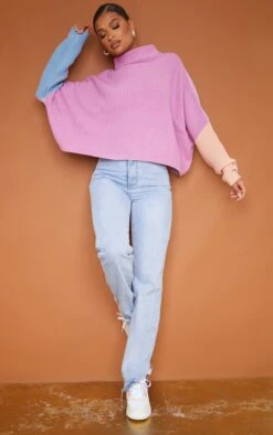 Pink Oversized Colour Block Jumper -Modern Wear Boutique 081dd382aaa7de9d97e26e23b21d849e660b1171 clu8956 3