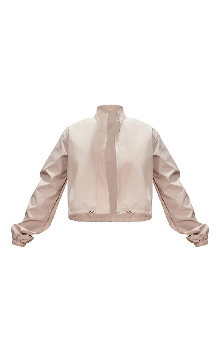 Stone Parachute Zip Up Toggle Hem Cropped Lightweight Jacket 5 Stone Parachute Zip Up Toggle Hem Cropped Lightweight Jacket - Image 5