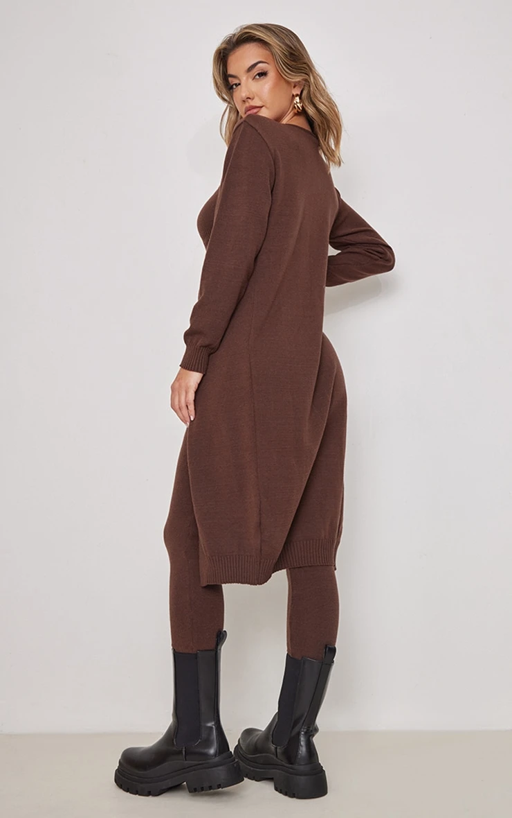 Chocolate Maxi Fine Knitted Cardigan 2 Chocolate Maxi Fine Knitted Cardigan - Image 2