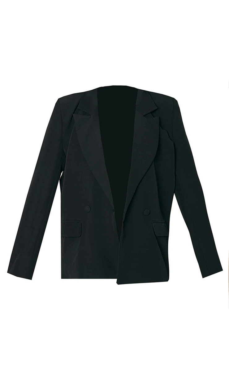 Black Double Breasted Oversized Boxy Fit Blazer 5 Black Double Breasted Oversized Boxy Fit Blazer - Image 5