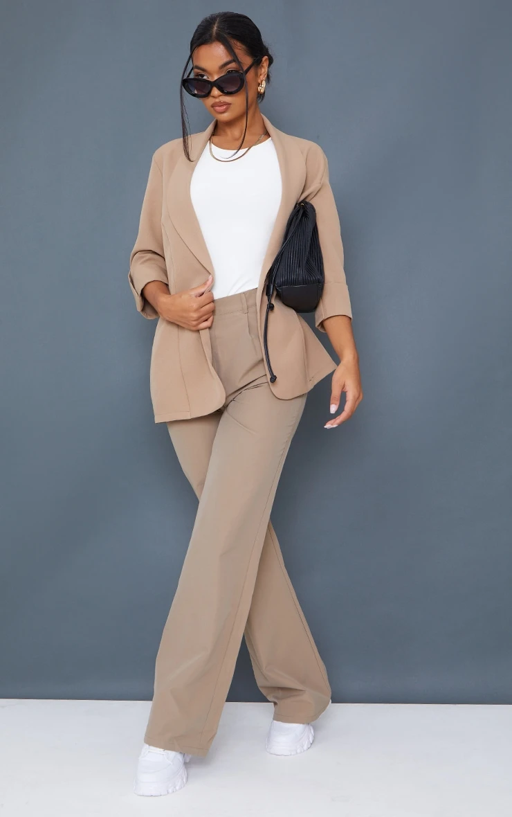 Camel Basic Turn Up Sleeve Blazer 3 Camel Basic Turn Up Sleeve Blazer - Image 3