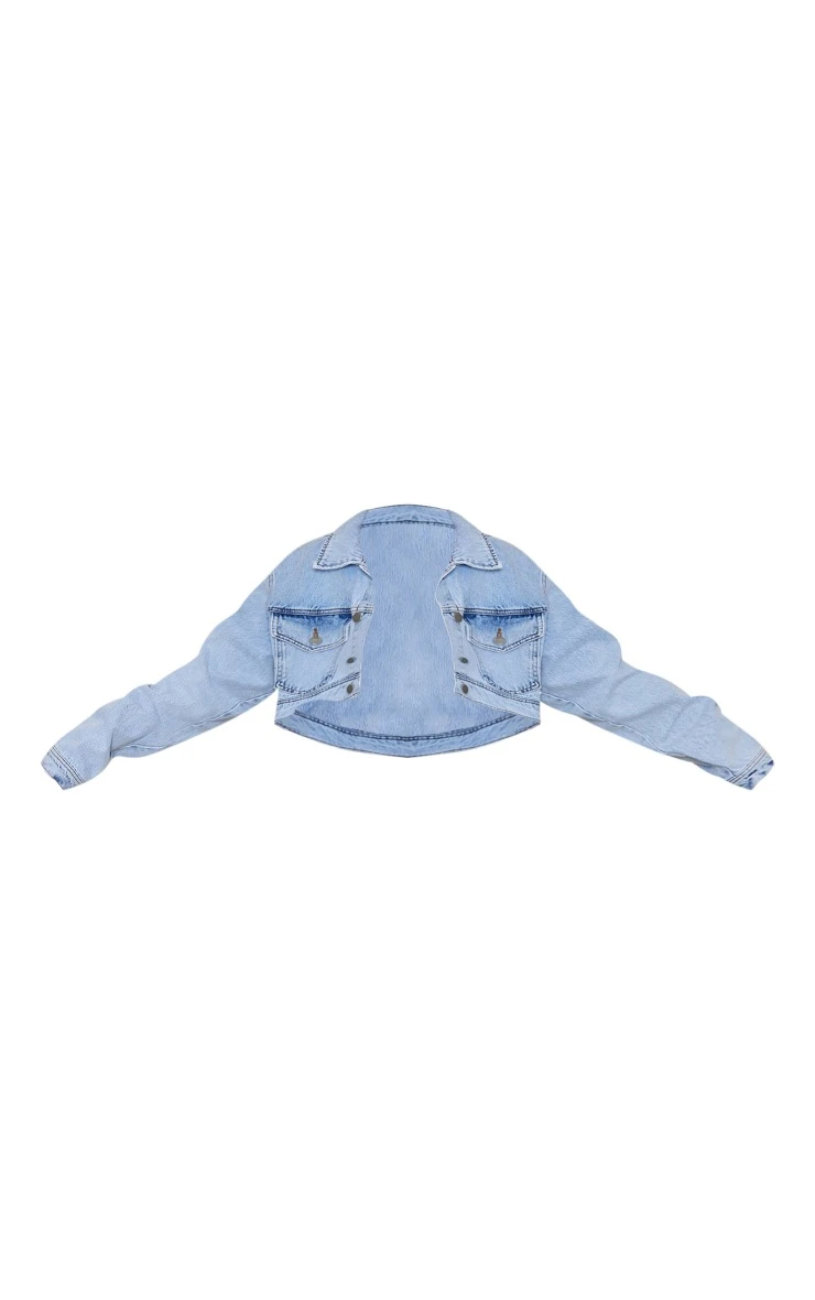 Vintage Light Wash Drop Shoulder Cropped Denim Jacket 5 Vintage Light Wash Drop Shoulder Cropped Denim Jacket - Image 5
