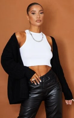 Black Chunky Knit Slouchy Cardigan