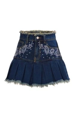 Indigo Vintage Wash Diamanté Raw Edge Pleated Denim Mini Skirt -Modern Wear Boutique 14bfc3f98083792111c6f01477d5de94dfc28bed cnc2023 6