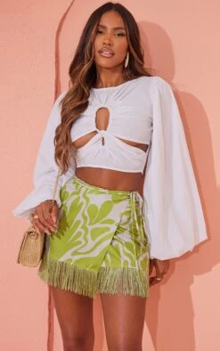 Green Abstract Floral Tassel Hem Wrap Mini Skirt -Modern Wear Boutique 163cc9592b56c05c2c4970373a06b74f383cd6e1 cmy6036 4