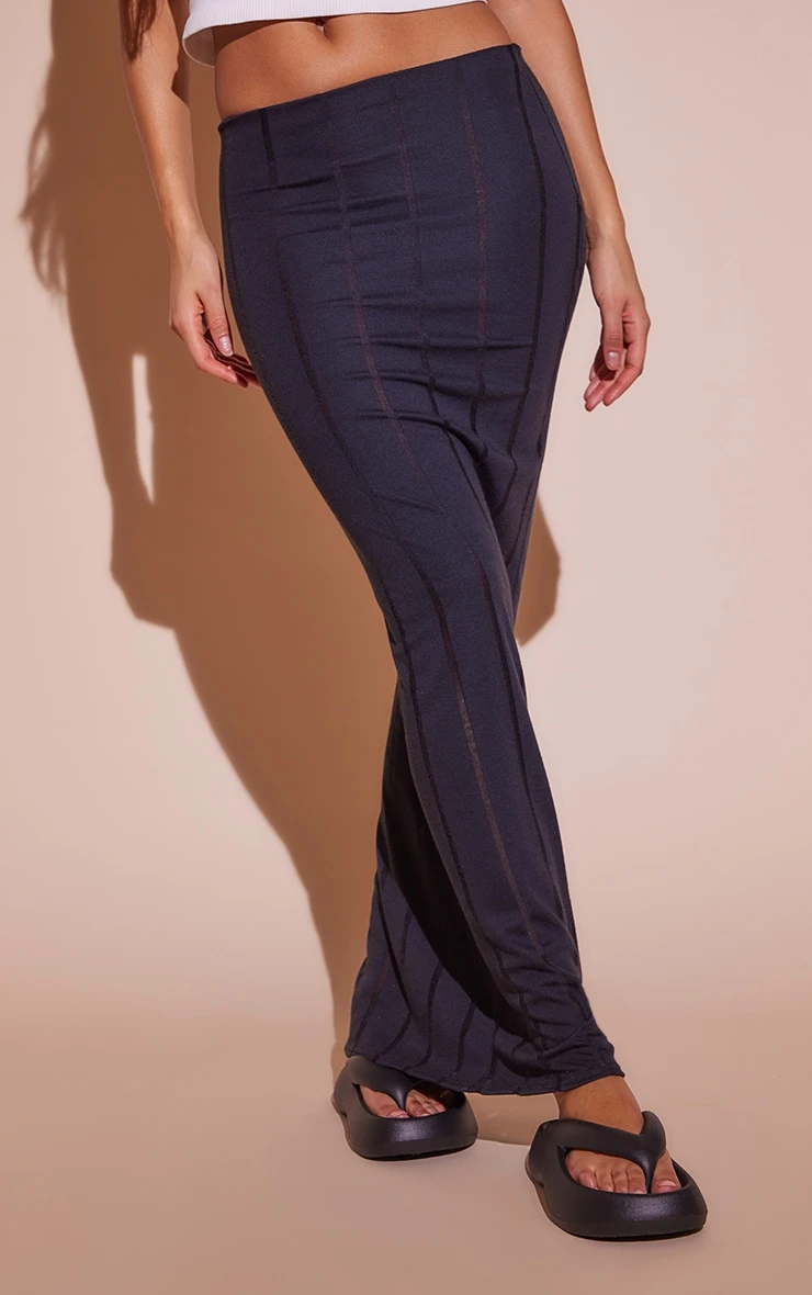 Black Laddered Jersey Maxi Skirt 2 Black Laddered Jersey Maxi Skirt - Image 2
