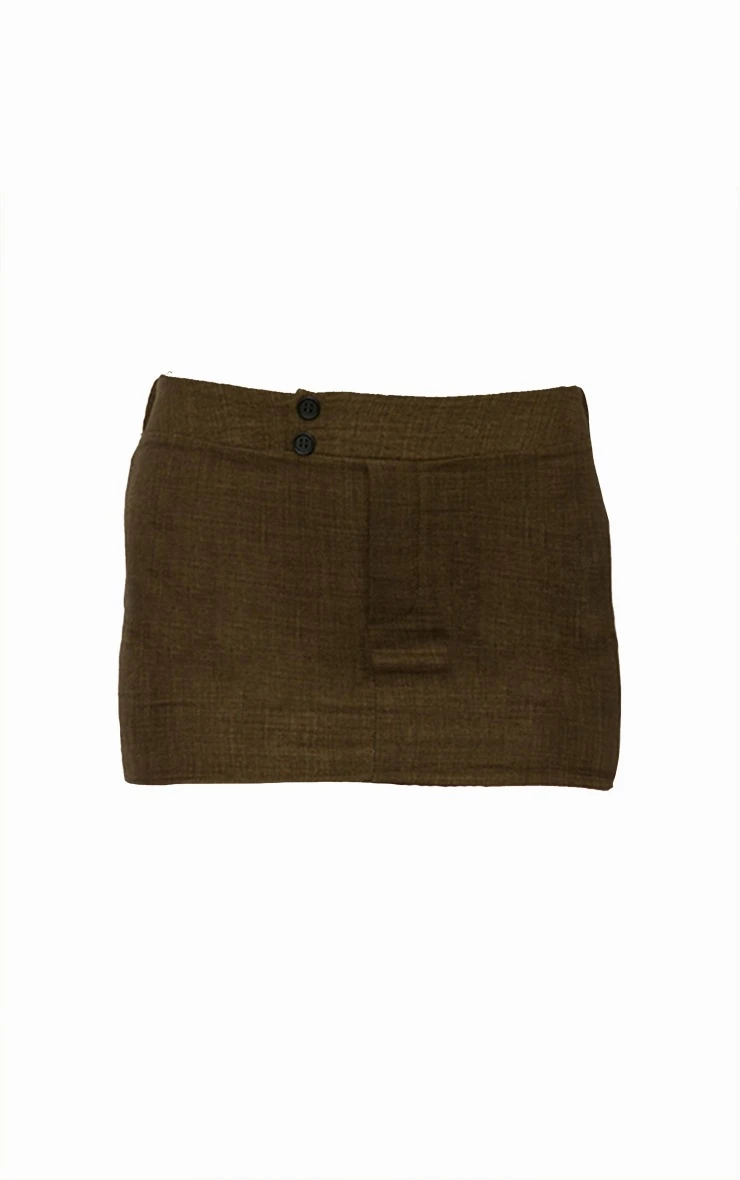 Khaki Marl Woven Waistband Micro Mini Skirt 6 Khaki Marl Woven Waistband Micro Mini Skirt - Image 6