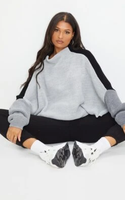 Black Oversized Colour Block Jumper -Modern Wear Boutique 1e854ff2419a6e5401bfde64912050b6d8cc2bc4 clz0201 3