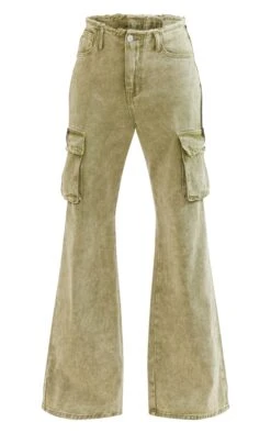 Washed Khaki Frayed Waistband Utility Pocket Denim Cargos -Modern Wear Boutique 2072de48d13f78476a724e5f1518a97eb19a98b4 cnc5722 5