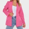 Hot Pink Fitted Structured Basic Blazer
