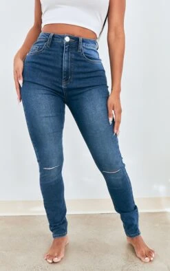 PRETTYLITTLETHING Shape Mid Blue Wash Knee Rip Skinny Jeans -Modern Wear Boutique 28dd068076ae1e4d7c4bcf2966b46c56b072f54c cmu4736 2