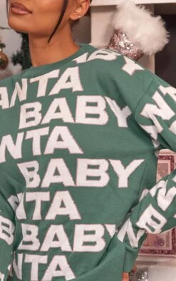 Forest Green Santa Baby Oversized Christmas Jumper -Modern Wear Boutique 29b5b4a42a9415a3cbf348b11385b456dd1b5fd7 cmy9671 4