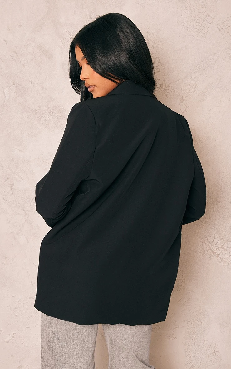Black Double Breasted Oversized Boxy Fit Blazer 2 Black Double Breasted Oversized Boxy Fit Blazer - Image 2