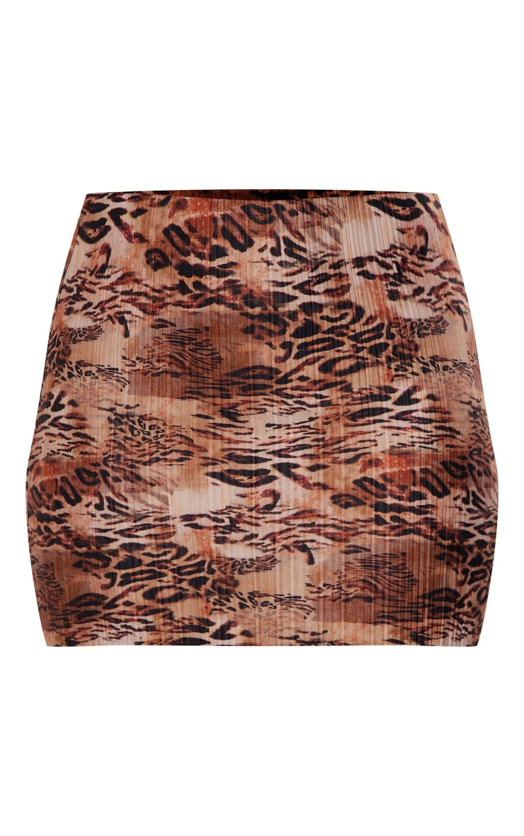 Brown Leopard Printed Plisse Micro Mini Skirt 6 Brown Leopard Printed Plisse Micro Mini Skirt - Image 6