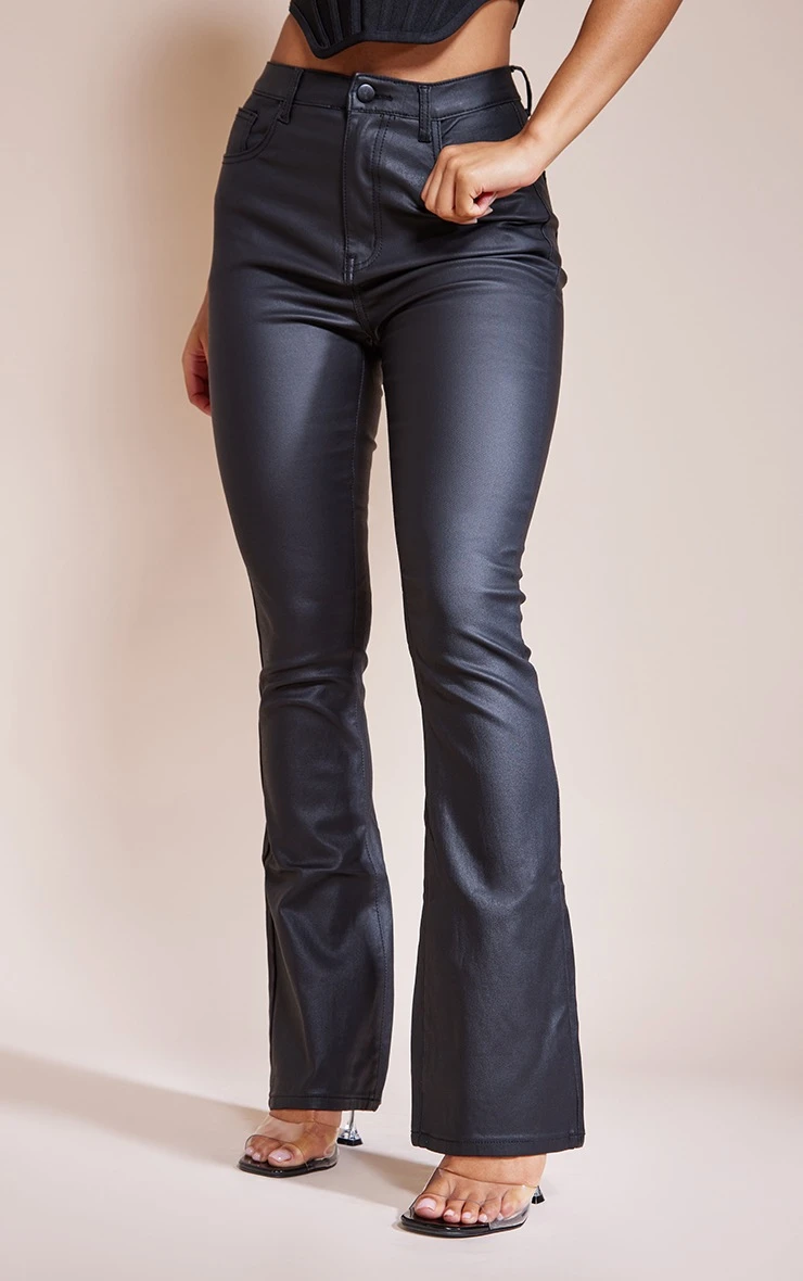 Black Coated Denim Flares 2 Black Coated Denim Flares - Image 2