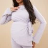 Maternity Light Grey Wide Rib Wrap Over Cardigan