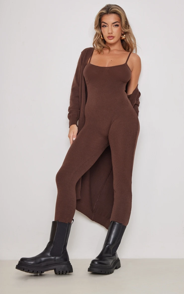 Chocolate Maxi Fine Knitted Cardigan 3 Chocolate Maxi Fine Knitted Cardigan - Image 3