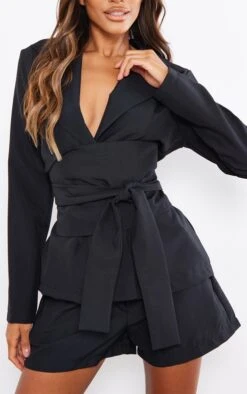 Black Woven Structured Belt Tie Blazer -Modern Wear Boutique 31d44384f26b08420e04e8da156d221db9e27bbc cnb8154 4