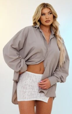 White Textured Jersey Micro Mini Skirt