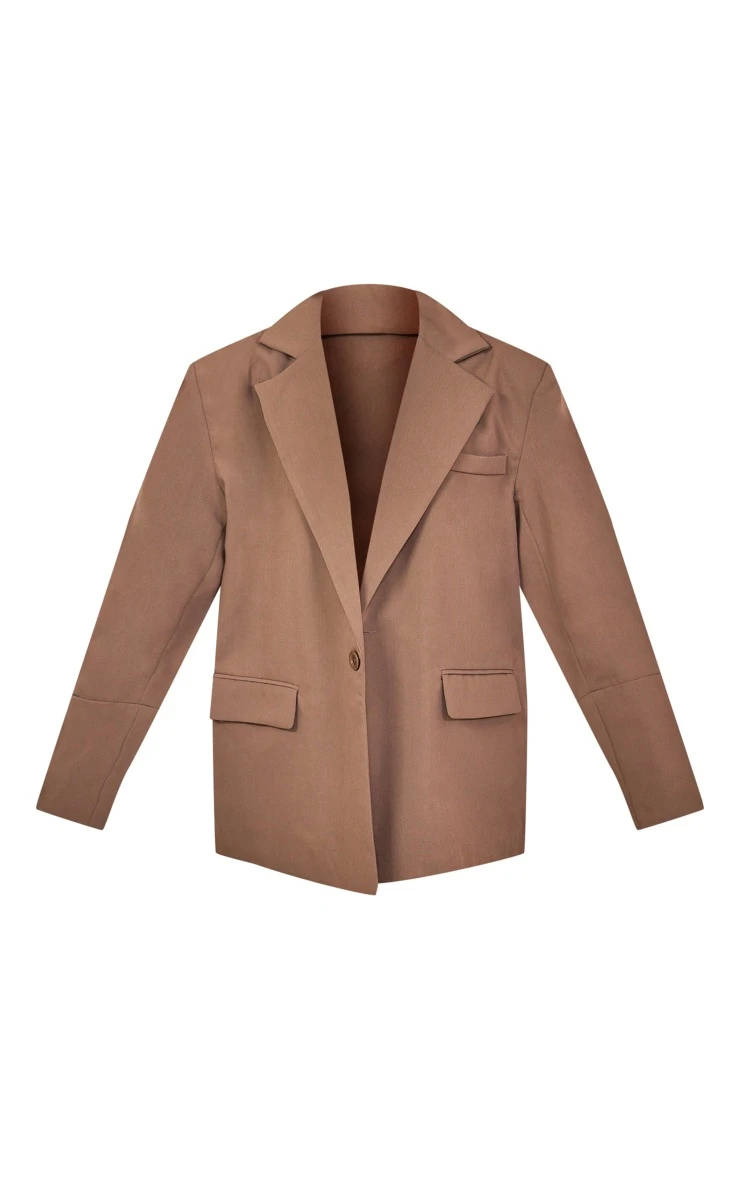 Taupe Boxy Oversized Drop Shoulder Dad Blazer 5 Taupe Boxy Oversized Drop Shoulder Dad Blazer - Image 5
