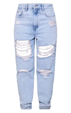 PRETTYLITTLETHING Light Blue Wash Ripped Mom Jeans 11 PRETTYLITTLETHING Light Blue Wash Ripped Mom Jeans -Modern Wear Boutique 3af91f3bf78e8e75a105c88c9fc996bc1409b967 cmy6460 5
