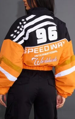 Orange Cropped Oversized Slogan Zipped Racer Bomber Jacket 7 Orange Cropped Oversized Slogan Zipped Racer Bomber Jacket -Modern Wear Boutique 3baeb96746c137c7dd9e1d616e79cf928907676a cnb5033 4