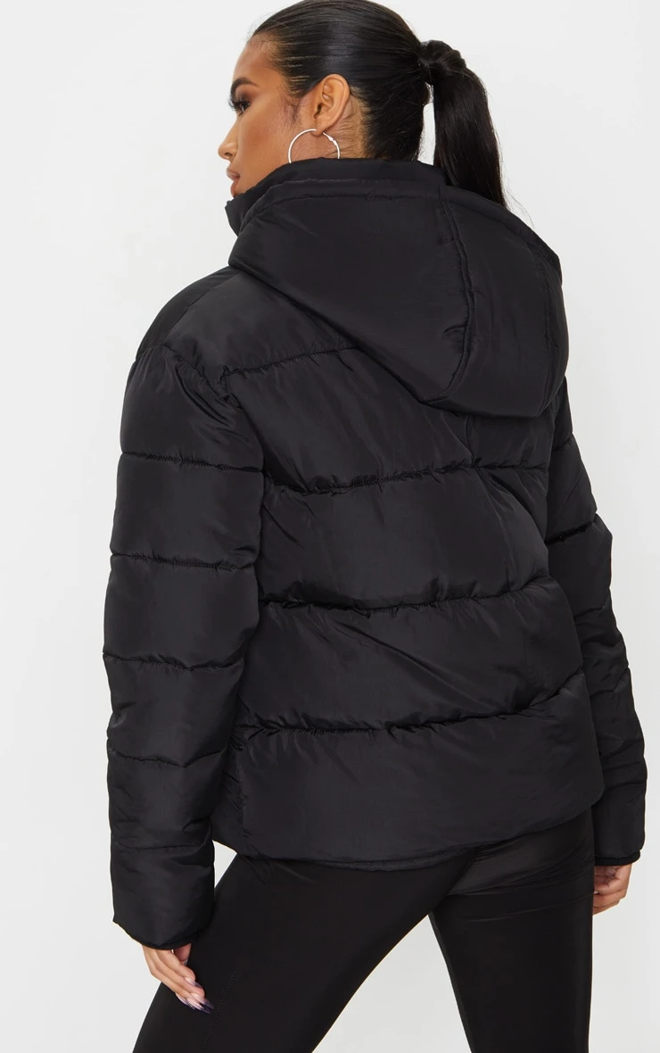 Black Hooded Puffer Jacket 2 Black Hooded Puffer Jacket - Image 2
