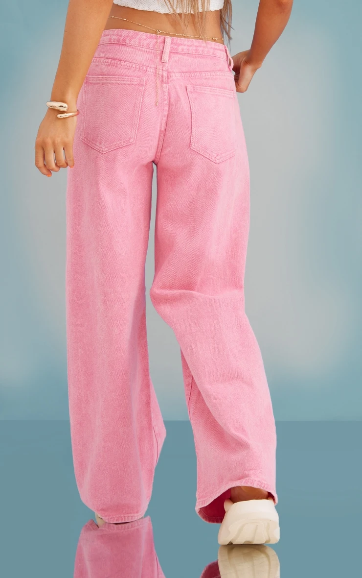 Washed Pink Wide Leg Low Rise Jeans 4 Washed Pink Wide Leg Low Rise Jeans - Image 4