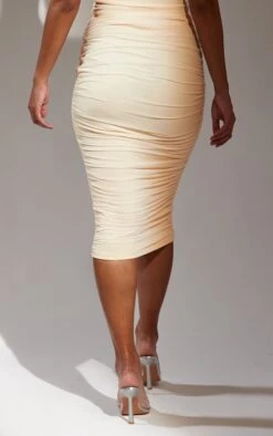 Champagne Mesh Ruched Midi Skirt -Modern Wear Boutique 414367e811c804df609ae3460923210afabded5d cnb2342 3