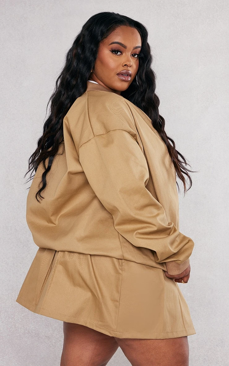 Plus Camel Oversized Zip Up Bomber 3 Plus Camel Oversized Zip Up Bomber - Image 3