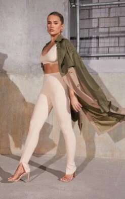 Khaki Contrast Oversized Belted Midi Trench -Modern Wear Boutique 4310af37a49533bc6069934233d5f13d3a10649b CMP4223 3