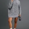 Grey Knit Roll Neck Jumper Dress