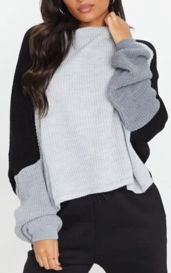 Black Oversized Colour Block Jumper -Modern Wear Boutique 43e4e61220e9b5918a0bb5805c42c7011ec77e70 clz0201 4