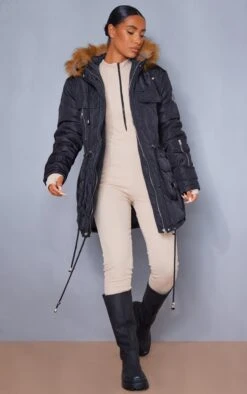 PRETTYLITTLETHING Black Nylon Faux Fur Hooded Parka Jacket 9 PRETTYLITTLETHING Black Nylon Faux Fur Hooded Parka Jacket -Modern Wear Boutique 496915c53d8cf993e4ae78351f7ac3128e44c34a cmn7925 3