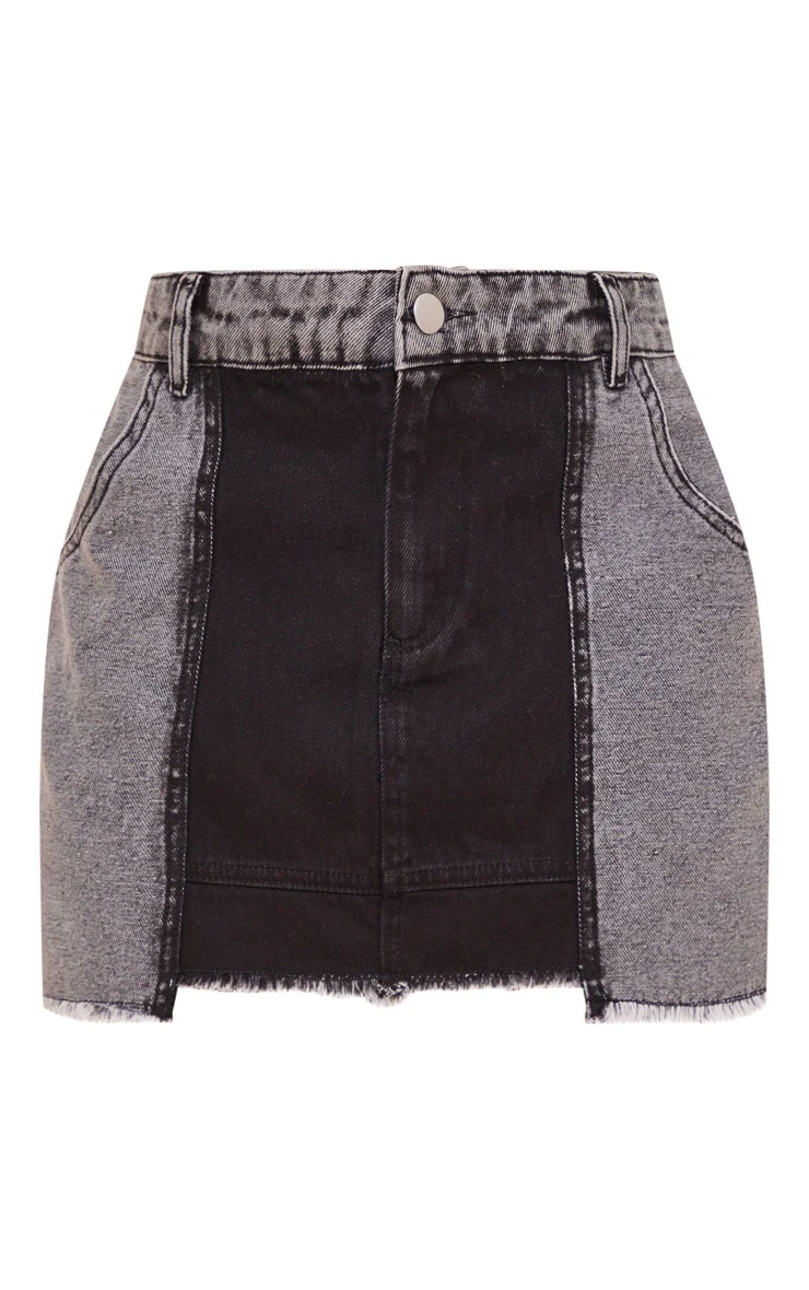 Washed Black Panel Denim Mini Skirt 6 Washed Black Panel Denim Mini Skirt - Image 6
