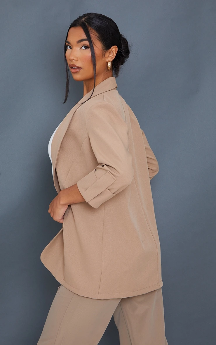 Camel Basic Turn Up Sleeve Blazer 2 Camel Basic Turn Up Sleeve Blazer - Image 2