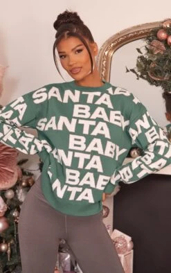 Forest Green Santa Baby Oversized Christmas Jumper -Modern Wear Boutique 50d53fb02c6ff17ceae0ad3646093582c4644b85 cmy9671 3