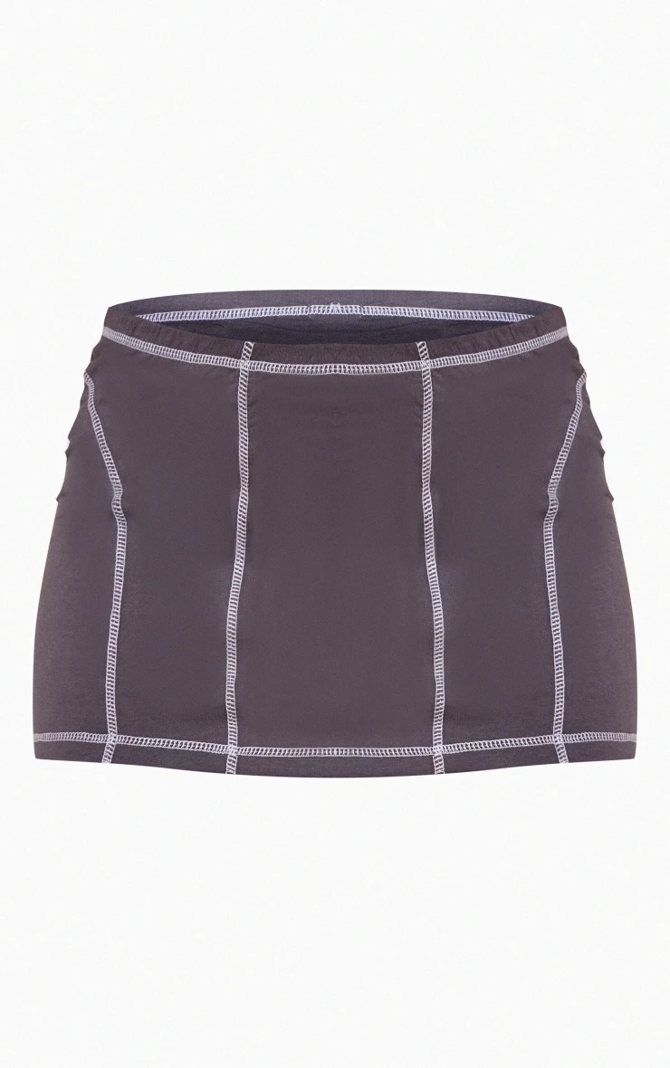 Charcoal Contrast Stitch Extreme Low Rise Micro Mini Skirt 6 Charcoal Contrast Stitch Extreme Low Rise Micro Mini Skirt - Image 6
