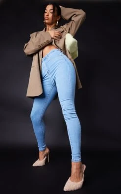 PRETTYLITTLETHING Light Wash Skinny 5 Pocket Jeans