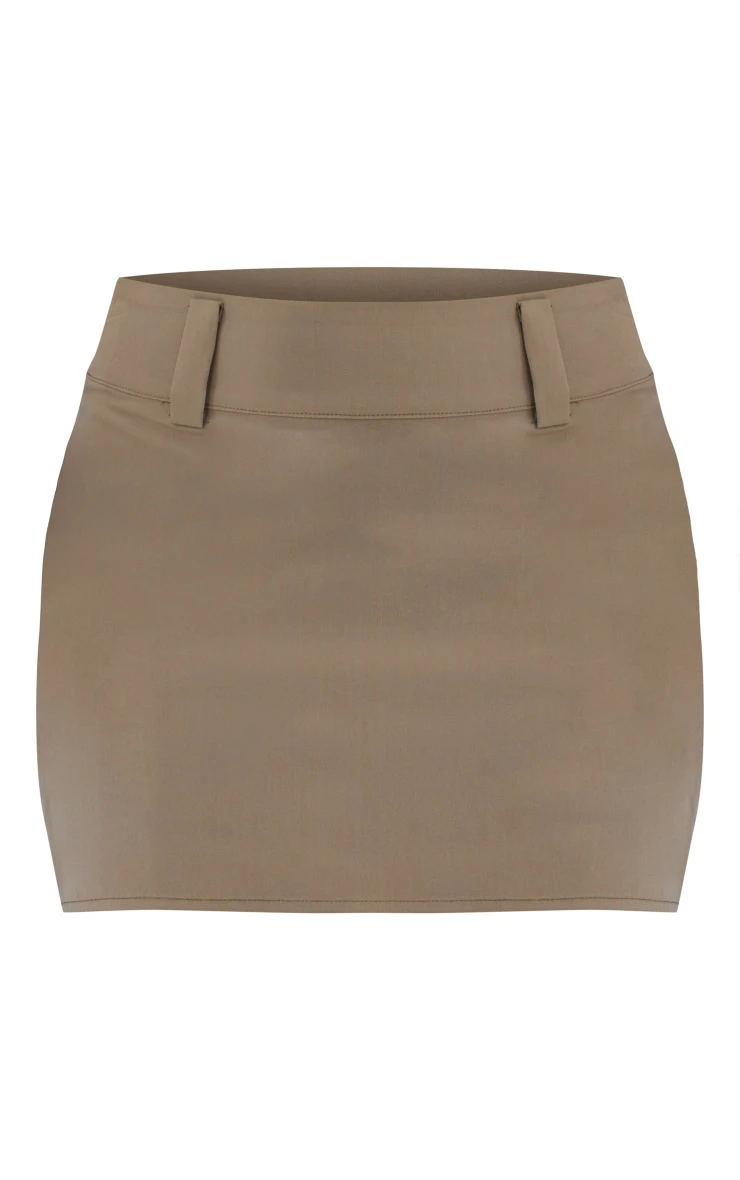 Khaki Woven High Waisted Belt Loop Detail Mini Skirt 6 Khaki Woven High Waisted Belt Loop Detail Mini Skirt - Image 6