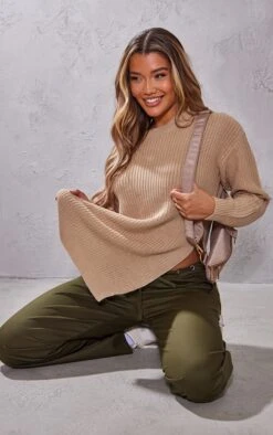 Stone Round Neck Side Split Jumper