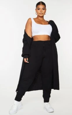 Plus Black Ribbed Knit Midi Cardigan -Modern Wear Boutique 55df09268a0841ad4b560d08987fe4d4f849be24 cmr3423 3