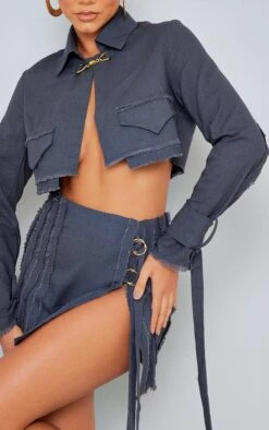 Charcoal Woven Raw Hem Buckle Trim Cropped Blazer 8 Charcoal Woven Raw Hem Buckle Trim Cropped Blazer -Modern Wear Boutique 5679aba9e81a0241710c475caab37be9a91f6724 cna0706 4