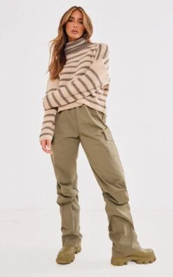 Khaki Stripe Knitted Roll Neck Jumper -Modern Wear Boutique 567d1059676830530eb84591a314f633e73ed5e2 cnc0959 3